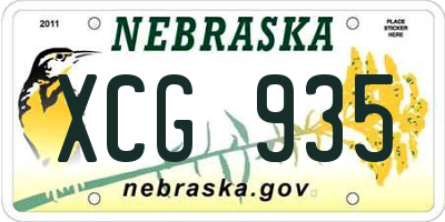 NE license plate XCG935