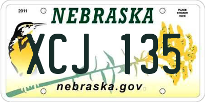 NE license plate XCJ135