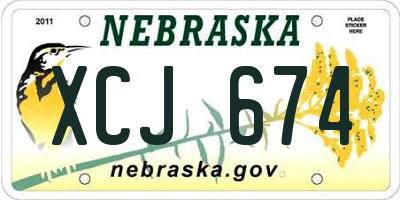 NE license plate XCJ674