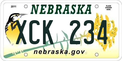 NE license plate XCK234