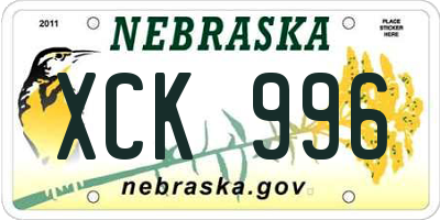 NE license plate XCK996