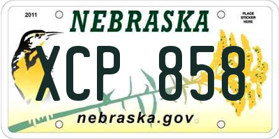 NE license plate XCP858