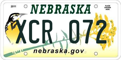 NE license plate XCR072