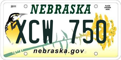 NE license plate XCW750
