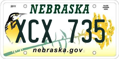 NE license plate XCX735