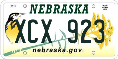 NE license plate XCX923