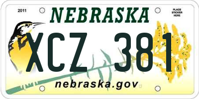 NE license plate XCZ381