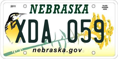 NE license plate XDA059
