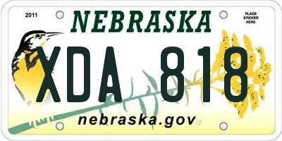 NE license plate XDA818