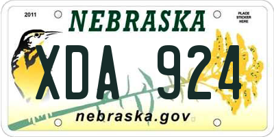 NE license plate XDA924