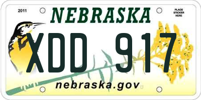 NE license plate XDD917