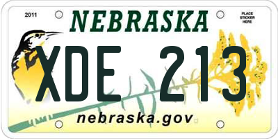 NE license plate XDE213