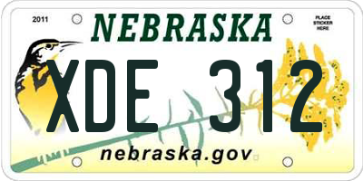 NE license plate XDE312