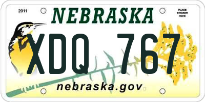 NE license plate XDQ767