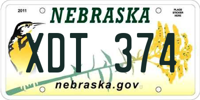 NE license plate XDT374
