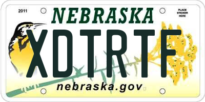 NE license plate XDTRTF