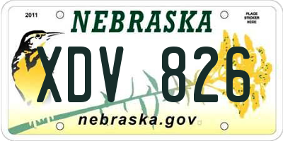 NE license plate XDV826
