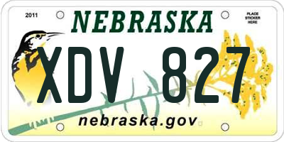 NE license plate XDV827
