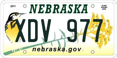 NE license plate XDV977