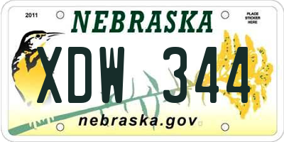 NE license plate XDW344
