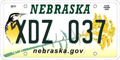 NE license plate XDZ037