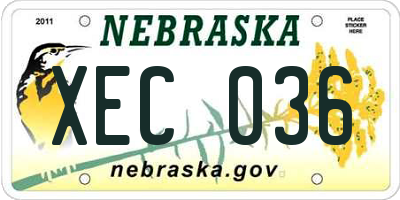 NE license plate XEC036