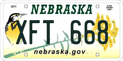 NE license plate XFT668
