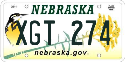 NE license plate XGT274