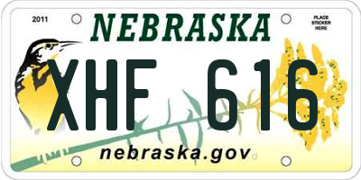 NE license plate XHF616