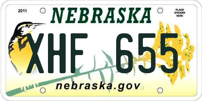NE license plate XHF655