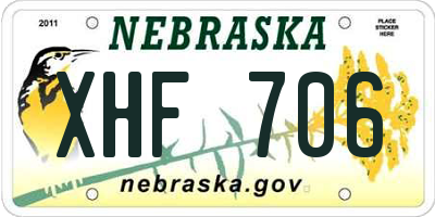 NE license plate XHF706