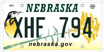 NE license plate XHF794