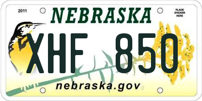 NE license plate XHF850