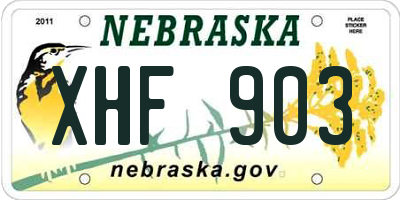 NE license plate XHF903
