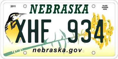 NE license plate XHF934