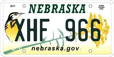 NE license plate XHF966