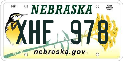 NE license plate XHF978