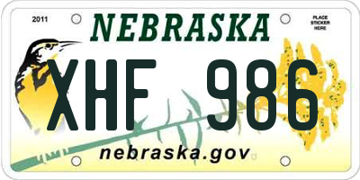 NE license plate XHF986