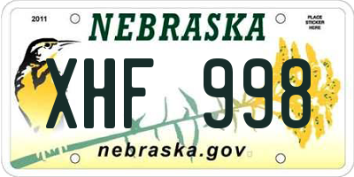 NE license plate XHF998