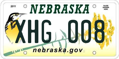 NE license plate XHG008