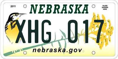 NE license plate XHG017