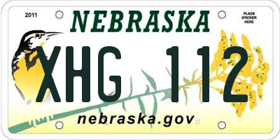 NE license plate XHG112