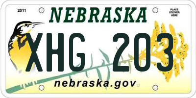 NE license plate XHG203