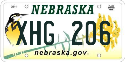 NE license plate XHG206