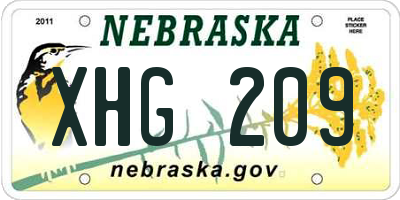 NE license plate XHG209
