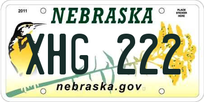 NE license plate XHG222