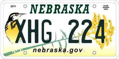 NE license plate XHG224