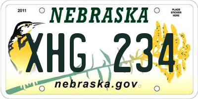 NE license plate XHG234