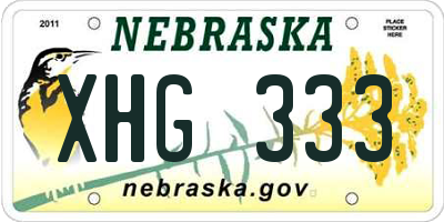 NE license plate XHG333