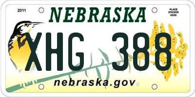 NE license plate XHG388